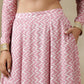 trueBrowns Light Mauve Bandhani Printed Silk Top Skirt Set - Swadesiicart