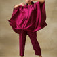 trueBrowns Purple Textured Silk Gathered Kaftan Co-Ord Set - Swadesiicart