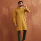 trueBrowns Men's Mustard Cotton Kurta | Swadesiicart