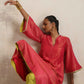 trueBrowns Hot Pink Tissue Flared Kurta Set | Swadesiicart