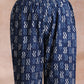 trueBrowns Indigo Dabu Zig-Zag Lines Print Cotton Sleeveless Kurta Pant Set | Swadesiicart