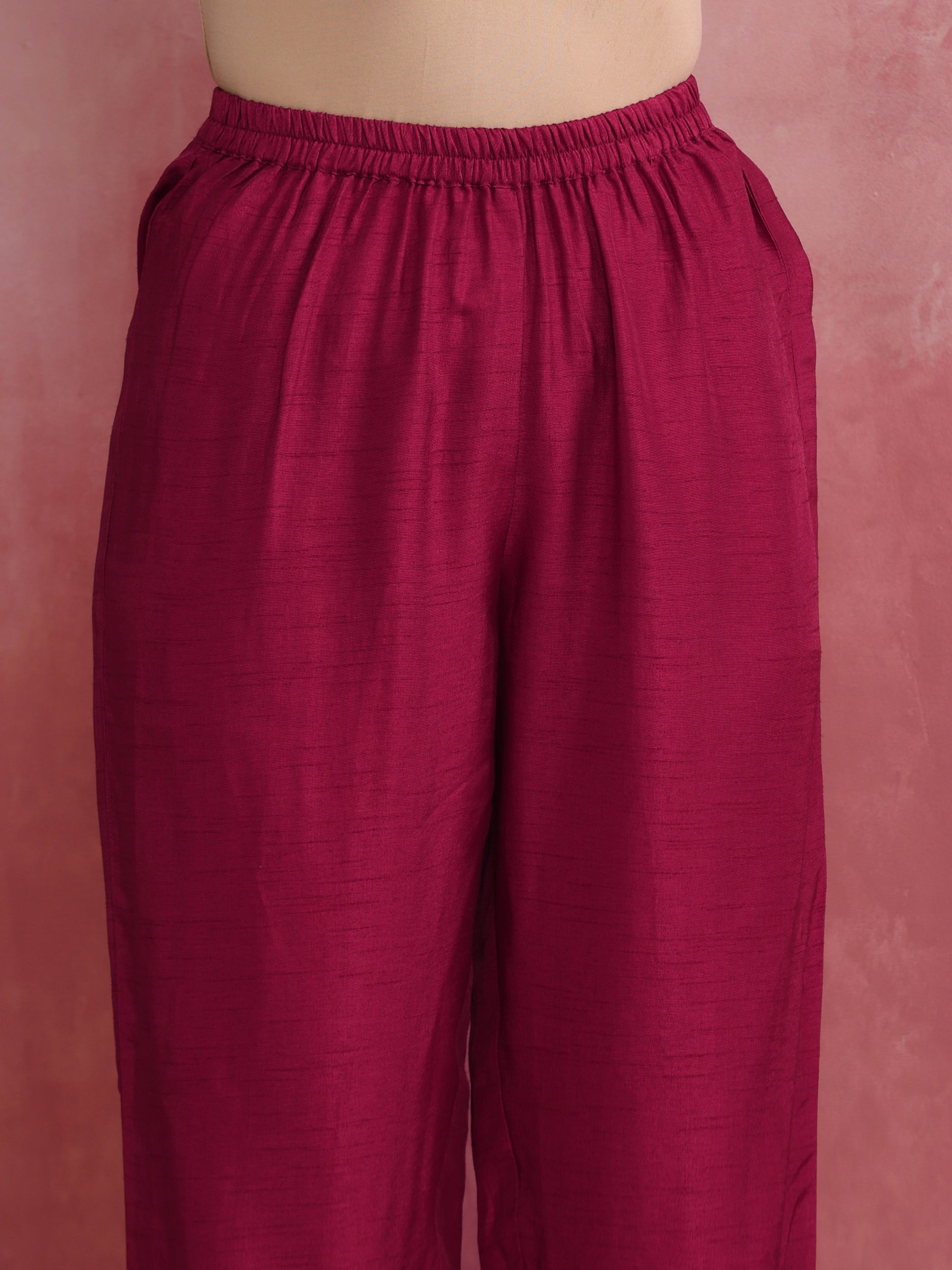 trueBrowns Pink Viscose Silk Kurta Co-ord Set - Swadesiicart