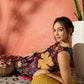 InWeave Black Floral Fuchsia Asymmetrical Dress - Swadesiicart