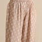 trueBrowns Beige White Floral Silk Print Kaftan Pant Set | Swadesiicart