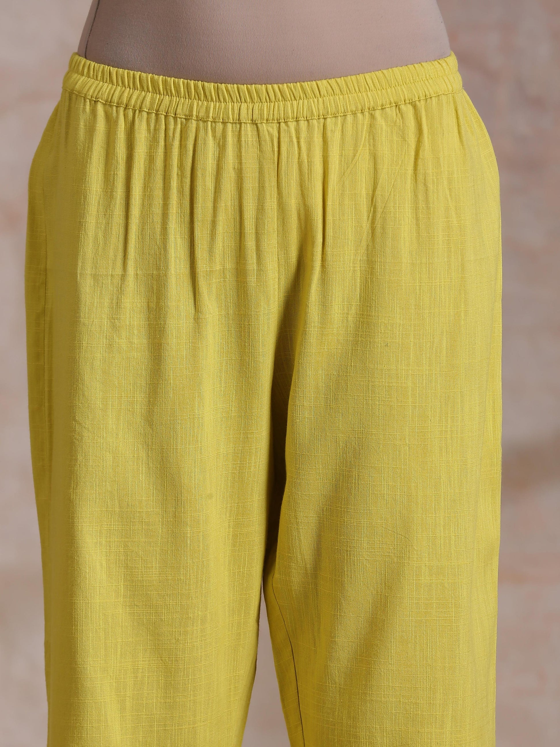 trueBrowns Lime Pink Zig-Zag Lines Print Cotton Kurta Pant Set | Relove | Swadesiicart