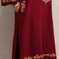 trueBrowns Maroon Kashmiri Embroidered Woollen Phiran Kurta | Swadesiicart
