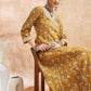 InWeave Women's Mustard Printed Gota Embroidered Anarkali Kurta - Swadesiicart