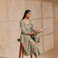 trueBrowns Seafoam Green Overall Floral Block Print Cotton Angrakha Pant Set | Swadesiicart