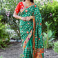 Lorenvalley Fashion Premium Green Dola Silk Embroidery and Diamond work with Jacquard Lace Border Saree - Swadesiicart