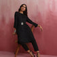 trueBrowns Black Modal Round Neck Kurta Co-ord Set - Swadesiicart