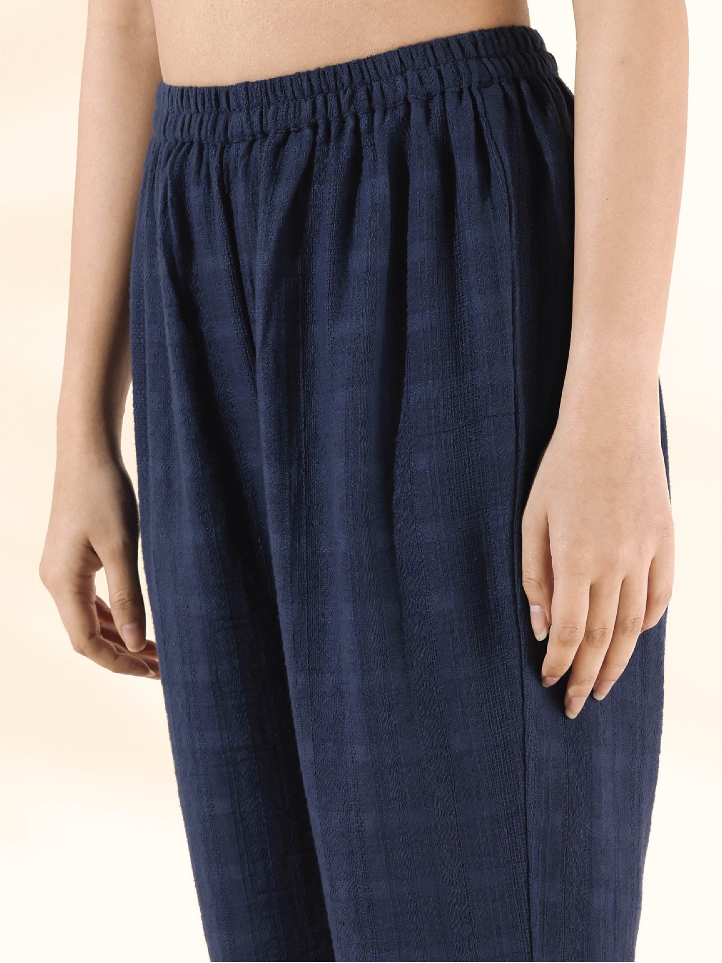 trueBrowns Blue Cotton Dobby Regular Co-ord Set - Swadesiicart