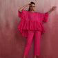 trueBrowns Pink Cotton Dobby Co-ord set - Swadesiicart