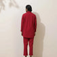 trueBrowns Maroon Cotton Linen Co-Ord Set - Swadesiicart