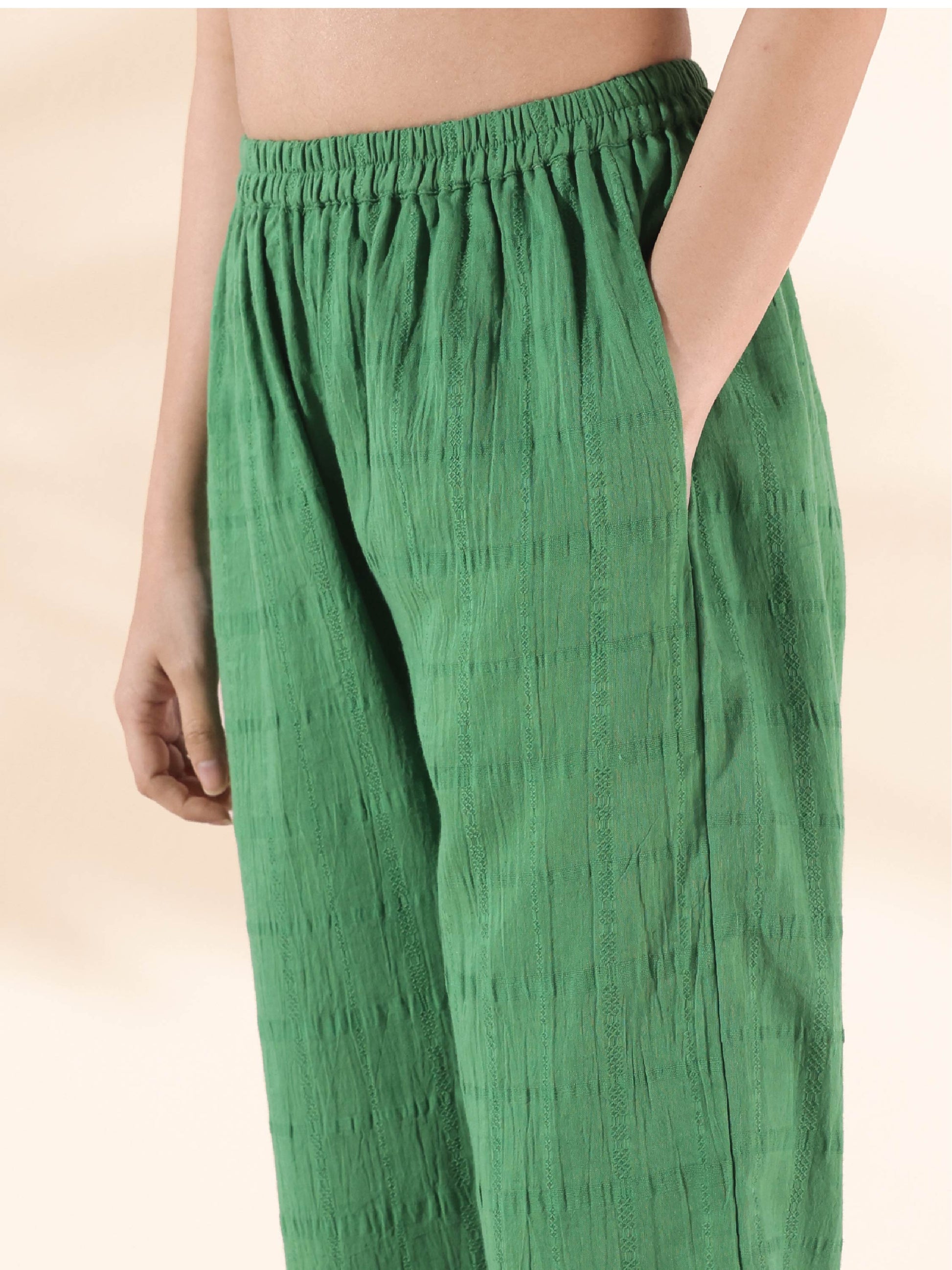 trueBrowns Green Cotton Dobby Oversized Co-ord Set - Swadesiicart
