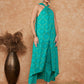 InWeave Women's Aqua S Print Twisted Neckline Kurta Pant Set - Swadesiicart