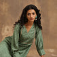 trueBrowns Light Green Bandhani Printed Silk Kurta Pant Set | Swadesiicart