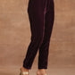 trueBrowns Wine Velvet Sleeve Embroidered Co-ord Set - Swadesiicart