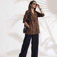 trueBrowns Black Cotton Print Jacket Top Co-ord Set - Swadesiicart