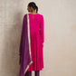 trueBrowns Pink Crinkle Anarkali Kurta Pant Dupatta Set | Swadesiicart