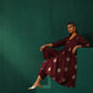 trueBrowns Wine Geometric Viscose Silk High Slit Kurta Pant Set | Swadesiicart