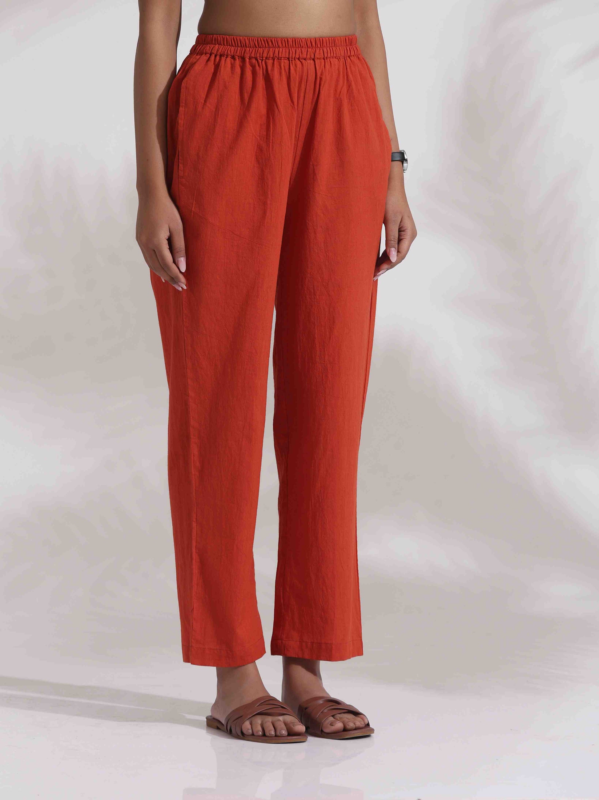 trueBrowns Orange Cotton Print Co-ord Set - Swadesiicart