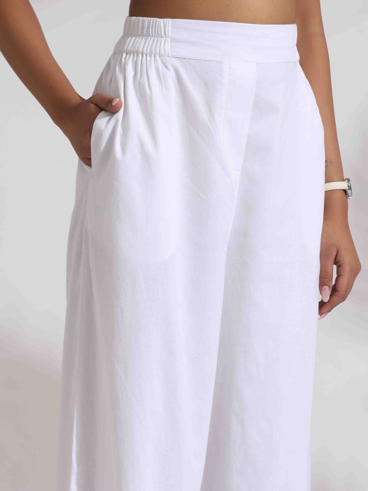 trueBrowns White Cotton Schiffli Jacket Co-ord Set - Swadesiicart