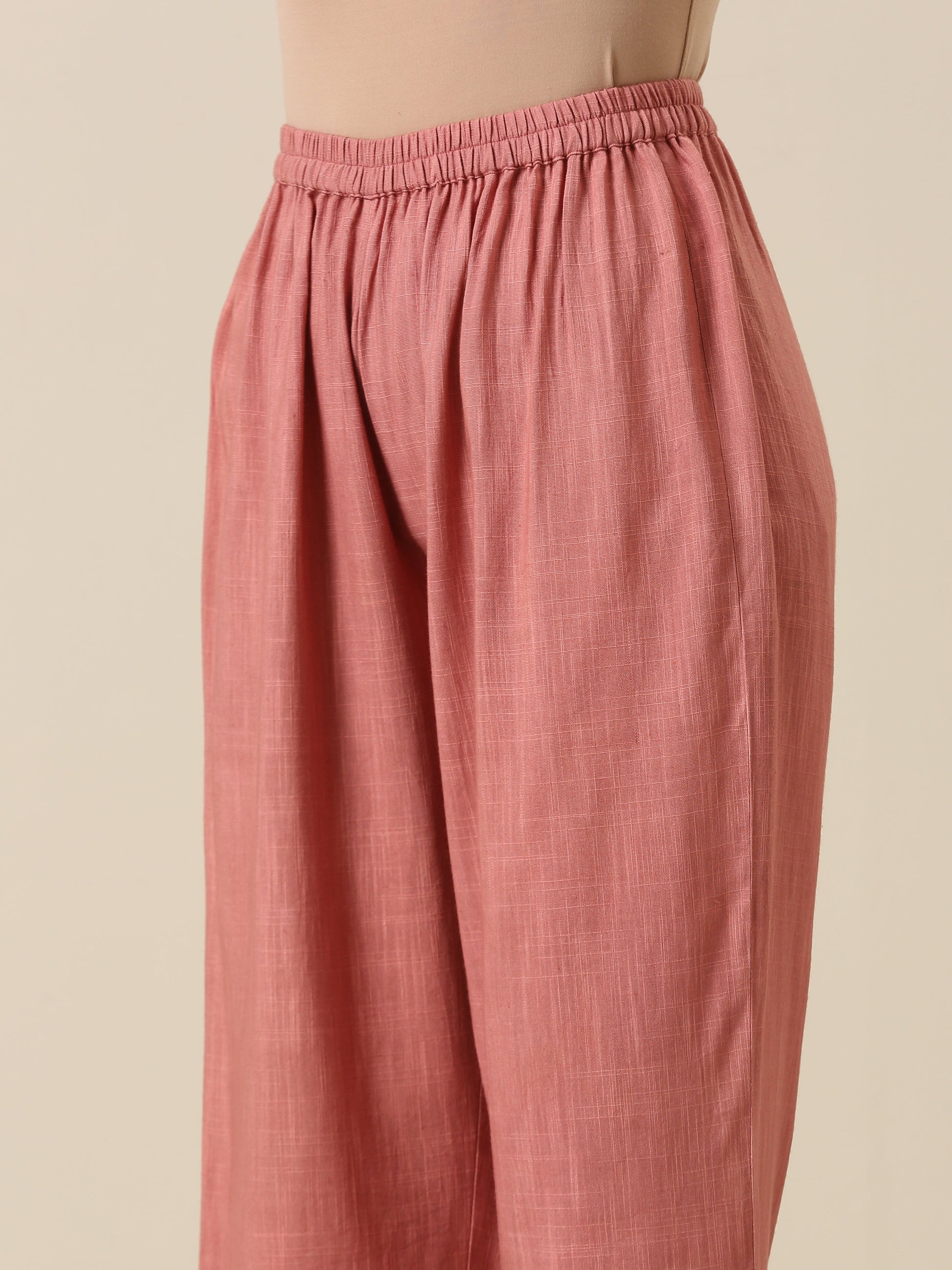 trueBrowns Light Mauve Slub Textured Sleeveless Short Co-Ord Set - Swadesiicart