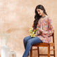 InWeave Women's Dove Grey Floral Digital Print Kaftan Boho Top - Swadesiicart
