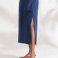 trueBrowns Blue Slub Dress | Swadesiicart