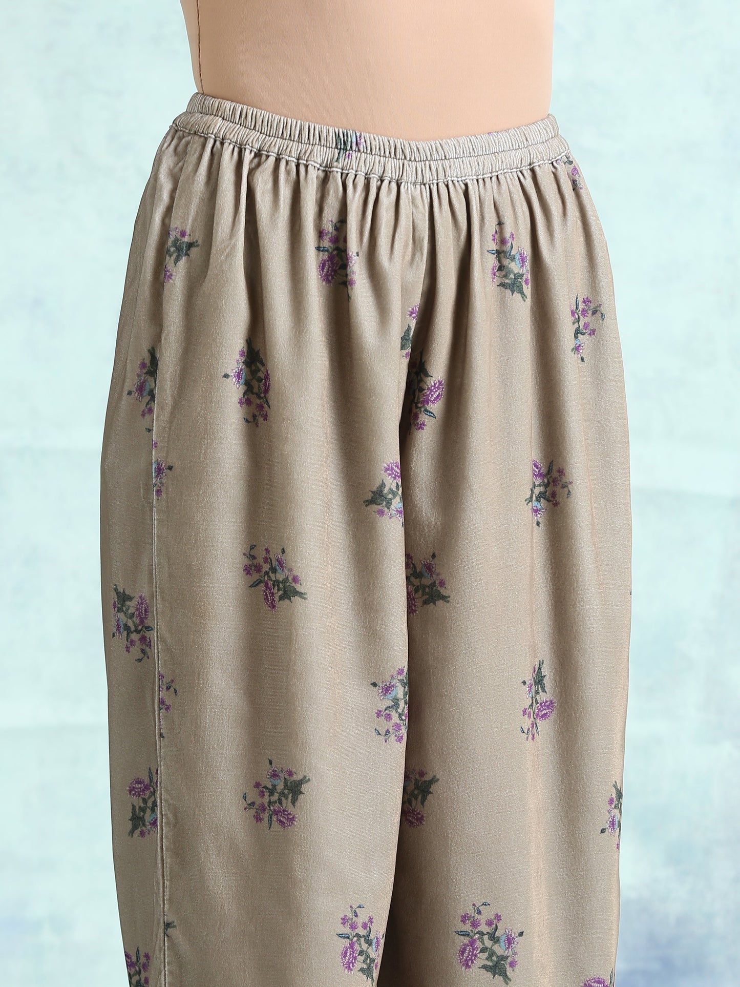 trueBrowns Sage Printed Velvet Co-Ord Set - Swadesiicart