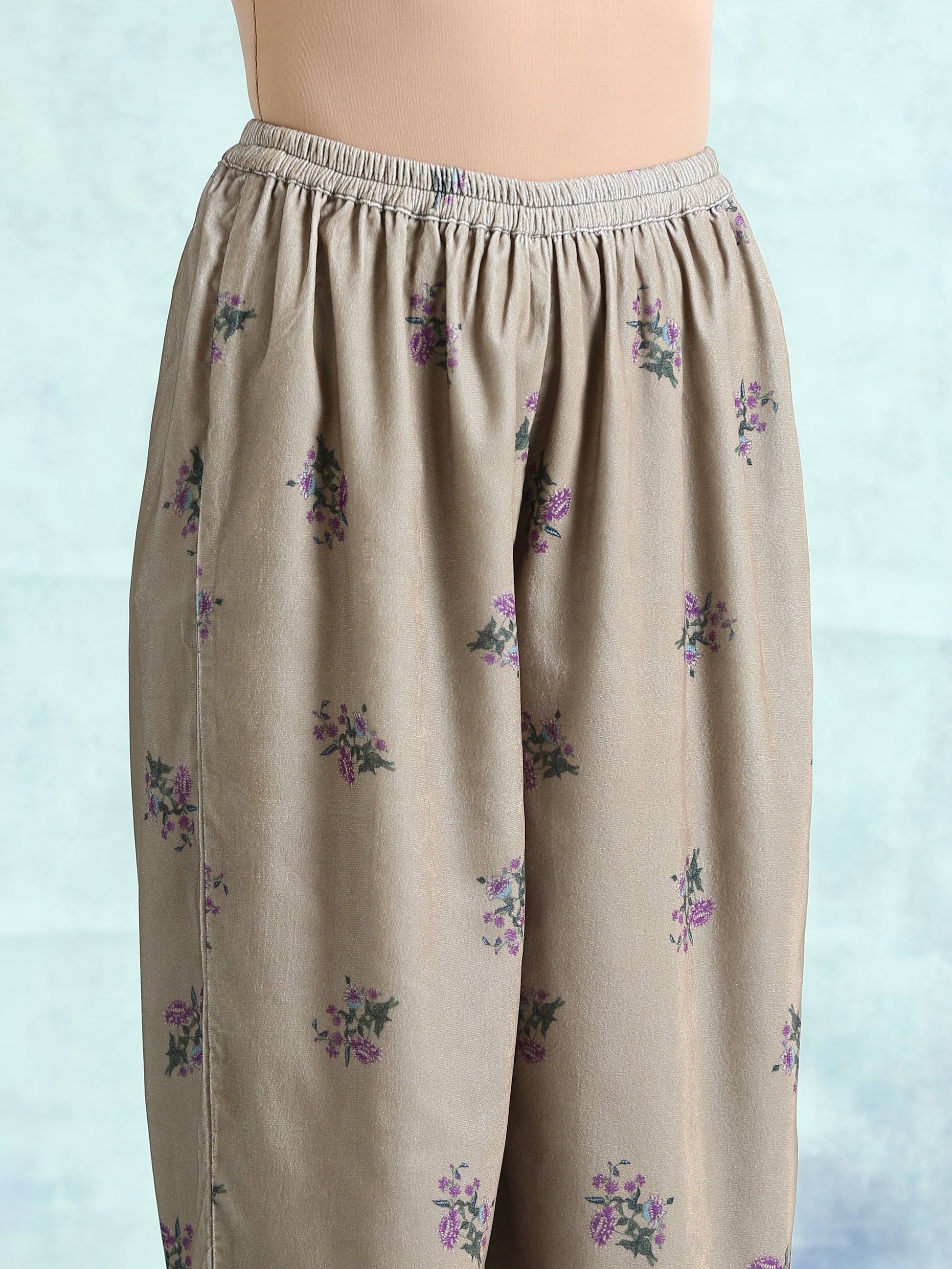 trueBrowns Sage Printed Velvet Co-Ord Set - Swadesiicart