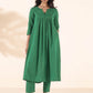 trueBrowns Green Cotton Long Kurta Pant Set | Swadesiicart