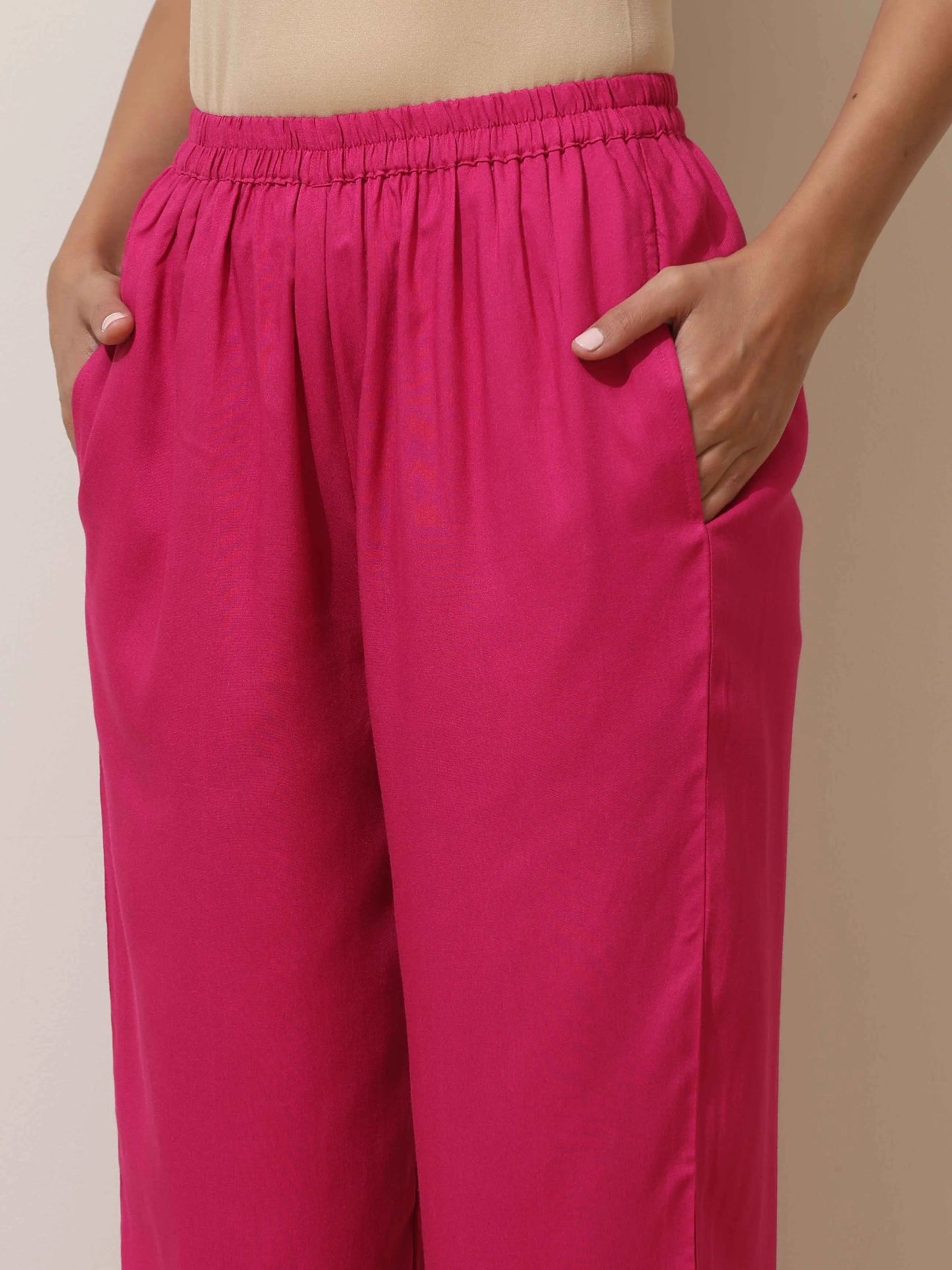 trueBrowns Pink Viscose Kurta Pant Set | Swadesiicart