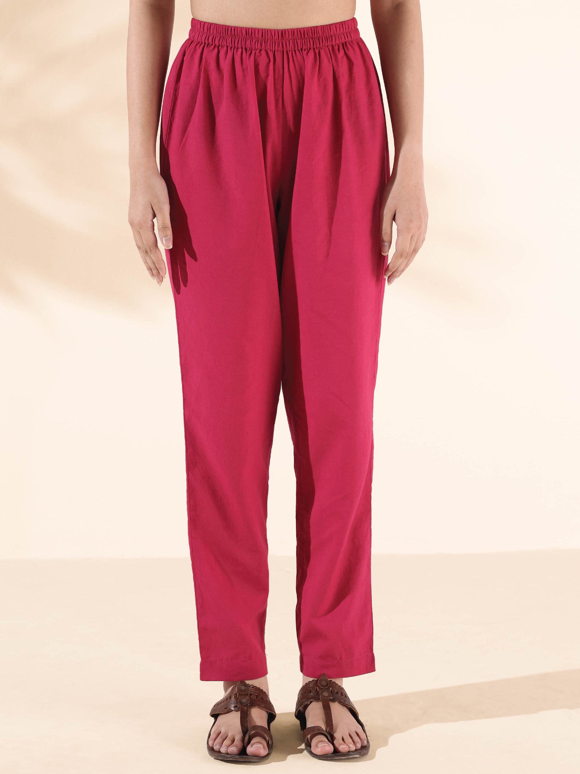trueBrowns Pink Cotton Ikat Flared Kurta Pant Set | Swadesiicart