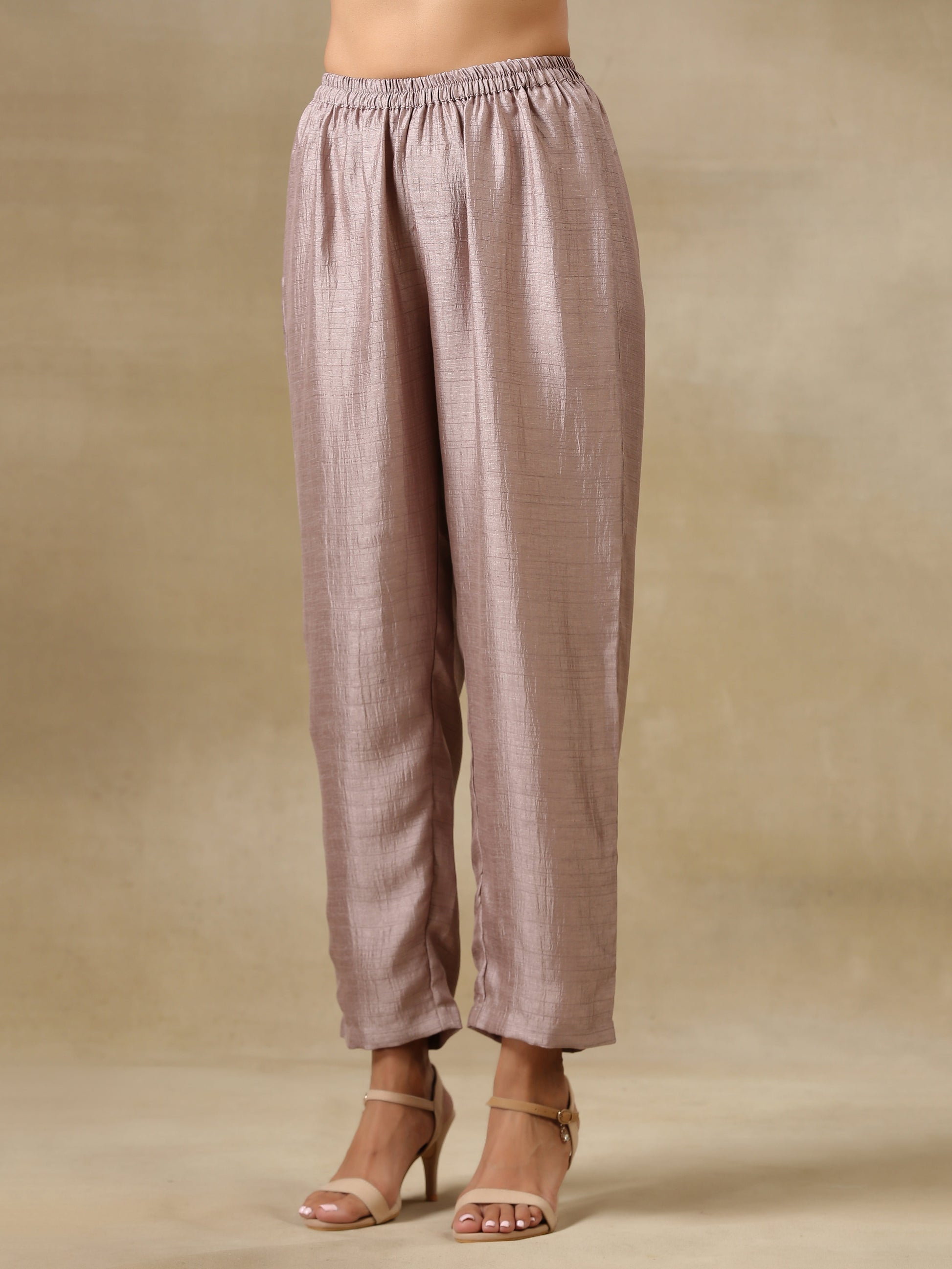 trueBrowns Grey Textured Silk High Low Kaftan Pant Set | Swadesiicart
