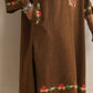 trueBrowns Brown Kashmiri Embroidered Woollen Phiran Kurta | Swadesiicart
