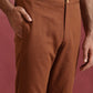 trueBrowns Men's Brown Cotton Shirt Collar Stylized Kurta Co-ord set - Swadesiicart