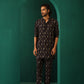 trueBrowns Men's Black Tonal Ikat Muslin Silk Printed Co-ord Set - Swadesiicart