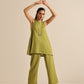trueBrowns Green Dobby Sleeveless Co-Ord Set - Swadesiicart