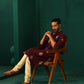 trueBrowns Men's Wine Geometric Viscose Silk Long Kurta | Swadesiicart