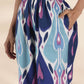 trueBrowns Blue Cotton Ikat V-neck Co-ord Set - Swadesiicart