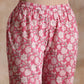 trueBrowns Pink Overall Floral Block Print Cotton Flared Kurta Pant Set | Swadesiicart