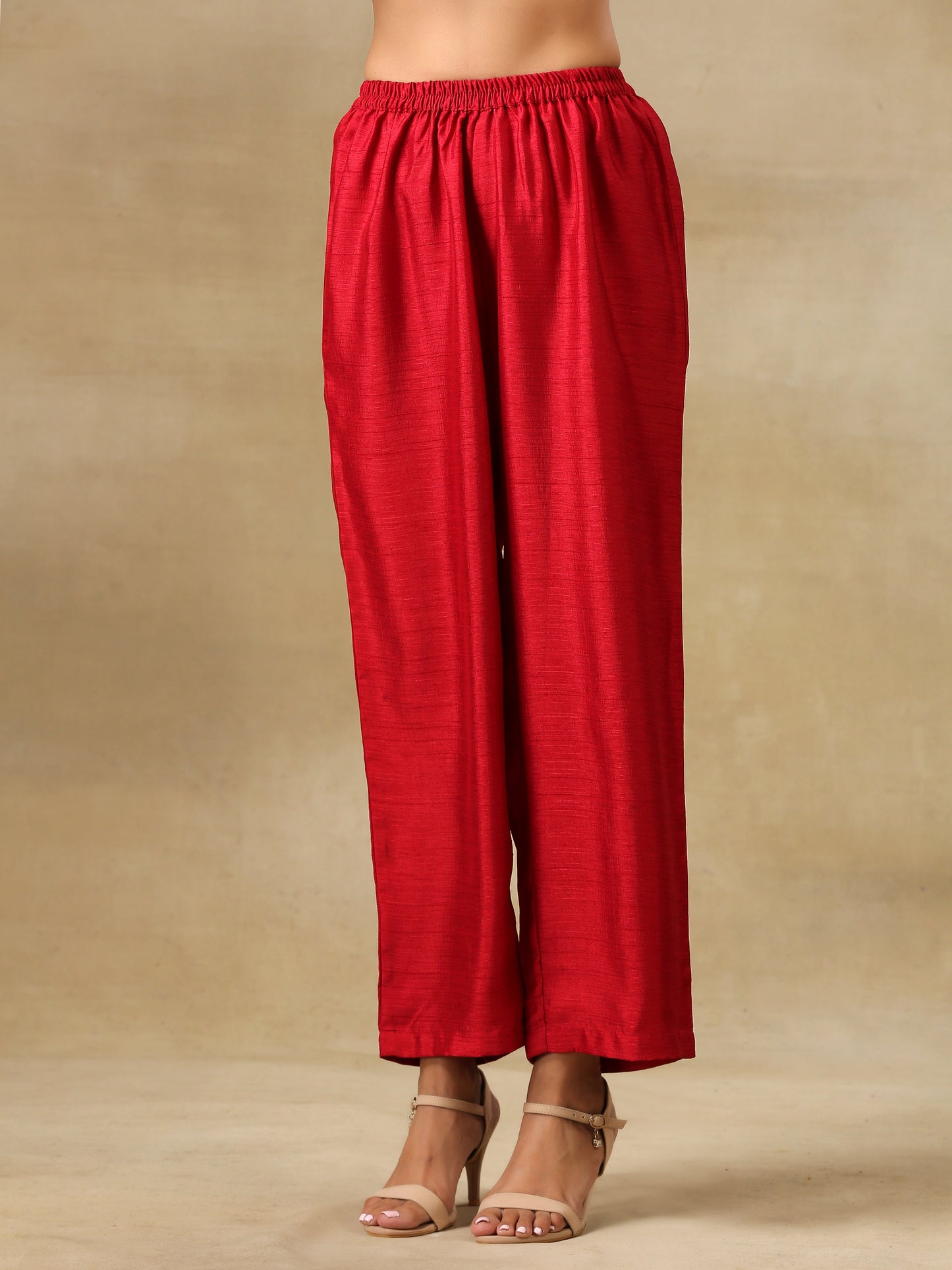 trueBrowns Maroon Textured Silk Front Placket Co-Ord Set - Swadesiicart