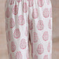 trueBrowns Pink Big Buta On White Print Cotton Panel Kaftan Kurta Pant Set | Swadesiicart