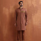 trueBrowns Men's Brown Cotton Front Open Kurta | Swadesiicart
