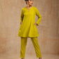 trueBrowns Lime Velvet Solid Co-ord Set - Swadesiicart