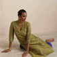 trueBrowns Green Tissue Straight Kurta Set | Swadesiicart