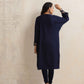 trueBrowns Blue Floral Embroidered Woollen Phiran Kurta | Swadesiicart