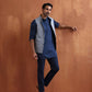trueBrowns Men's Blue Chanderi Reversible Nehru Jacket | Swadesiicart