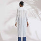 trueBrowns White Cotton Stripe Pleated Shirt Kurta Set | Swadesiicart